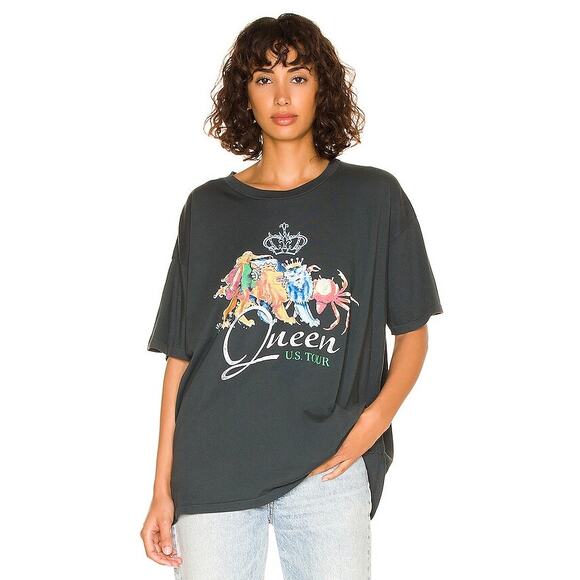 Daydreamer LA Tops - Queen U.S. Tour Daydreamer Graphic Tee - Charcoal Black Gray